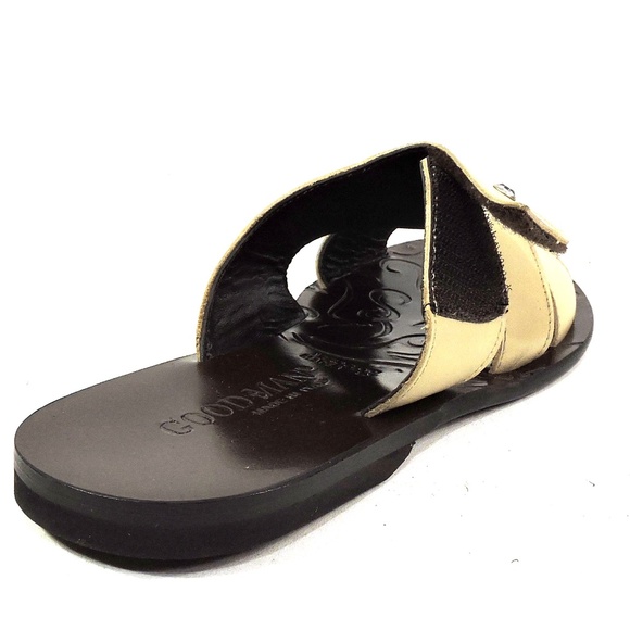 GOODMAN ?? MEN\'S SOFT BEIGE LEATHER COMFORT SUMMER FLAT SANDALS main image 7